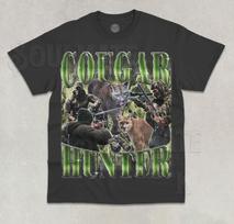 Cougar Hunter T-Shirt Funny Meme Hunting Joke Graphic Bootleg Unisex Shirt 4XL