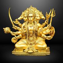 Panchmukhi Hanumano statulėlė - 6 colių polystone statula - Žalvario, vario, oranžinės ir sendinto sidabro apdaila - Vastu dekoratyvinė Hanuman Murti brown