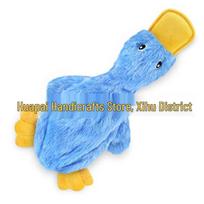 Little Yellow Duck Plush Squeaky Dog Toy - Durable & Bite-Resistant Stress Reliever 25x37 cm mėlyna