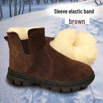 Men's One-Step Winter Wool High-Top Snow Boots with Thick, Cold-Proof Soles and Zipper. Size 41