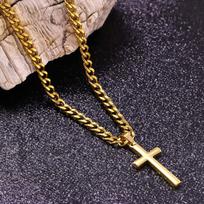Nerūdijančio plieno kryžiaus pakabukas, vyriškas 18K aukso kaklo grandinėlė - Aukštos kokybės, neblunkantis Hip Hop grandinėlės papuošalas 18K Gold