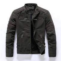 5XL retro stiliaus odinė striukė su užtrauktuku, vyriška striukė plona, ​​daugiafunkcė, atspari vėjui, dovana, vandeniui atspari punk jodinėjimui laisvalaikiu M armijos žalia spalva