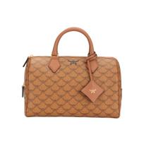 MCM Konjako spalvos Visetos dengto drobės Boston tipo kelioninė rankinė su viršutine rankena kasdieniam ir kelionėms Basic Set (Bag+Dust Bag)