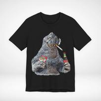 Godzilla rūkantis Marlboro stiliaus rūkantis monstras marškinėliai su dėvėjimo žymėmis Kaiju Retro XL