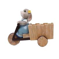 Yousheng Easter Bunny Riding Tricycle Planter Resin Rabbit Flower Pot Cute Animal Plant Pot for Home Garden Desk 1pc