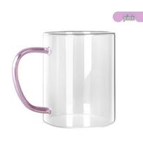 Spalvota rankena, didelė stiklinė puodelis - Atsparus aukštai temperatūrai kavai, pienui, arbatai, sultims ir pusryčių gėrimams. 400ml white