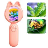 100X Magnification Handheld Microscope LED Lights 2 Inch IPS Screen Coin Magnifier Light Feature Magnifying Glass Gift Suitable rožinė