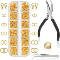 1200Pcs Jump Rings Kit With Lobster Clasps,Plier,Tweezer & Storage Box For DIY Necklace Bracelet Earring Jewelry Making Repair