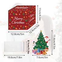 Christmas Boxes Funny Case With 30 Transparent Bags Pull Out Christmas Cash Box For Party Holiday Celebration Wedding raudona