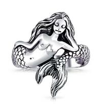 Jewelry Neptune Siren Simple Ancient Mermaid Carving Ring Ring one size(6-13)