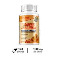 Kurkumino kapsulės, 1500 mg, kurkuminas ir juodųjų pipirų ekstraktas, natūralus augalinės kilmės maisto papildas, tinkamas tiek vyrams, tiek moterims. 120*1 beige