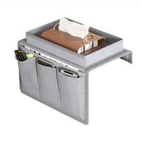 1pc Oxford cloth storage bag, multi pocket sofa tray, armrest tray, hanging storage bag with pockets and cup holder tray pilka spalva