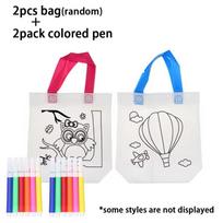 4/10pcs Non-woven Tote Bag & 6-Color Mini Watercolor Pen Set DIY Graffiti Handicraft Art Supplies Birthday Party Gift XJM Other