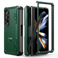 Case For Samsung Galaxy Z Fold 3 4 Fold3 Fold4 5g Case Hinge Pen Slot Front Glass Stand Pc Cover Fold 3 4 Capa (No Pen ) For Galaxy Z Fold 4 žalia