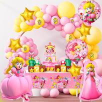 Princesės Peach Balionų vakarėlio dekoracija, 123 vnt. Princesės Peach Gimtadienio dekoracijos Balionas-Princesės Peach Tematikos vakarėlis, Gimtadienio vakarėlio dekoracijos Saldainiai/Smulkmenos as the picture rožinė