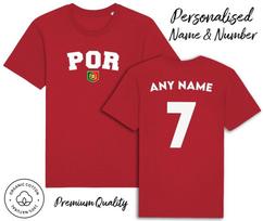 Portugal POR T-Shirt 2024 Personalised Name and No Adult Kids Baby, Football Euro S