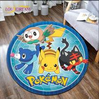 Animacinis Pokemonų Spaudinys Vaikams Pikachu Kilimas Plotinis Kilimas Apvalus Kilimas Svetainei Grindų Kilimėlis Flanelinis Neslystantis Kilimėlis Kambario Dekoras 60cm
