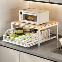 Countertop Microwave Oven Rack with Drawer for Kitchen Appliances