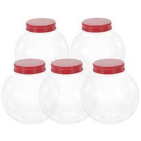 5 vnt. 500 ml Kalėdinis saldainių indelis Rutulio formos Saldainių, sausainių, užkandžių, šokolado pakuotės buteliukas-konteineris Naujųjų Metų dekoracija 10.5X10X10CM raudona