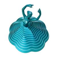 3D Printed Ballet Dancer Ornaments Spinning Ballet Girl Sculpture Rotational Movement Elegant Desk Decor for Home Office Creative Spaces Gifts žalsvai mėlyna
