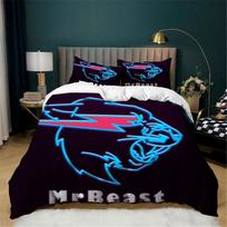 Mr Beast Antklodės užvalkalų rinkinys Lovos patalynės komplektas Antklodės užvalkalas Žaibas Lengvas Katė Švelnus 3 dalys Su užtrauktuku EU Twin(135x200cm)&set