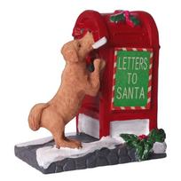Cartoon Little Red Dog Santa Mailbox Villages Sets Village Accessories Christmas Mailbox Tabletop Figurine Living Room Bedroom raudona