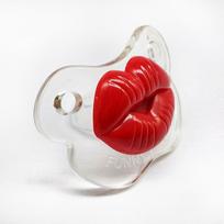Cherry Red Baby Soothing Pacifier with Funny Lips Design Big Red Lips (Transparent Bag)