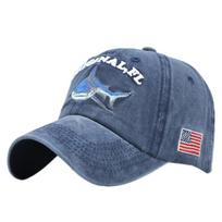 Embroidered baseball cap shark embroidered baseball cap sun visor peaked cap soft top distressed hat Adjustable