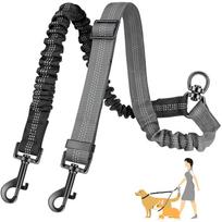 Anti-Choke No-Pull Dog Leash & Harness: Anti-Escape, Anti-Bite, Shock-Resistant Pet Gear juoda/pilka spalva