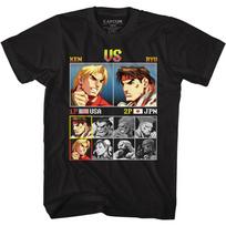 Street Fighter Ken Vs Ryu Black Unisex T-shirt S