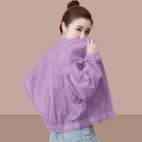 Multiple Color Options for Sun Protection Clothing Loose Oversized Long Sleeve Stand Up Collar Short Coat Women Baseball Jersey Styling Spring Summer M violetinė