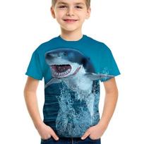 Shark Tshirt Kids Clothes Summer Animals Blue Sea T-Shirt For Boy Tee Shirt Children Top 2025 Short Sleeve 3d Print Girls Tees 110
