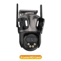 Trys ekranai WIFI IP kamera Lauko 4K Dvigubo objektyvo PTZ kamera AI Žmogaus aptikimas IP66 Vandeniui atspari CCTV Vaizdo apsaugos kamera iCsee 3 Lens No Card
