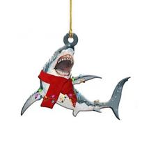 Acrylic Shark Christmas Ornaments Marine Animal Cute Christmas Shark Pendant Decorative Hangings Christmas Tree Decoration Gift