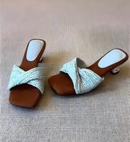 Pegged Heels, Sandals, Beach Thick-soled Flip-flops, Women's Shoes 34 mėtų žalios spalvos