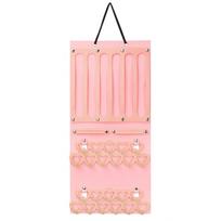 600D Oxford Cloth Hanging Storage Bag Organizer Double Sided with PVC Pockets No Drill Hooks for Closet Door Wall Storage rožinė
