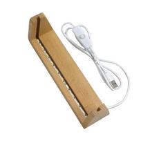 Warm Light LED Lighted Stand U-Shape Design Lighted Picture Frame  3D Crystals Display 16.4cm-Wood