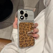 Fashion Glitter Leopard Print Texture Phone Case For For Iphone 17 16 15 14 Pro Max Large Window Lens Protection Shockproof Cover iPhone 16 Pro Max white