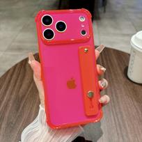 Fluorescence Color Wrist Strap Stand Case For For Iphone 17  Pro Max Air 16 15 14 13 12 11 Plus Clear Soft Silicone Shockproof Cover iPhone 12