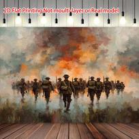 2D backdrop, war scene background, WWI soldier photo cloth, vintage oil painting decor 47.2x31.5inch/120*80cm