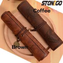 STONEGO Retro Treasure Map Leather Pen Bag Popular Roll Case Bag Vintage Style Roll Pencil Case Pencil Bag PU Bag Pencil Case ruda