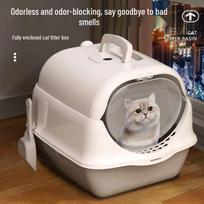 Extra Large Enclosed Cat Litter Box - Odor-Proof, Anti-Tracking Kitten Pan Pink Top with Handle