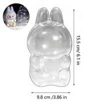 Labubu Transparent Storage Box Display Case for Monster Dolls - Cute Elf Plushie Protective Cover, Party Toy Collection Decor