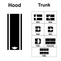 Automobilio priekinės variklio dangčio juostelės lipdukas Automobilio bagažinės lipdukai MINI Cooper JCW R55 R56 R60 R61 F54 F55 F56 F60 Countryman Clubman F55 F56&Black