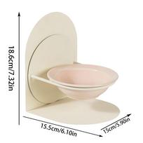 Dog Bowl Ceramic Dog Dish With Magnetic Stand Anti-Tip Dish Adjustable Food Feeder Bowl For Cats And Dogs Protect Pet's Spine smėlis