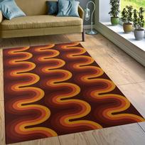 Rudos spalvos groovy retro 70-ųjų kilimas Rudas oranžinis geometrinis kilimas Groovy studentų bendrabučio dekoras Mandarinų spalvos viduramžių kilimas Retro namų dekoras 1p40x60x1cm