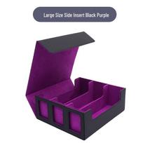 Three-Row Leather Card Storage Box with Window - Diamond Pattern for Pokemon and Game Cards. 29 x 26.5 x 11 cm