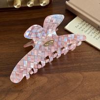 PVC Checkered Hair Clip Butterfly Cloud Shark Clip Creative Pink Plaid Hair Claw  Girl Style 1