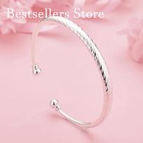 925 Sterling Silver Exquisite and Simple Bright Finish Open Bangle for Women, Fashionable Wedding and Party Jewelry