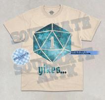 Yikes... Dice T-Shirt Nat 1 Board Game D20 Dice Roll Graphic Unisex Shirt M